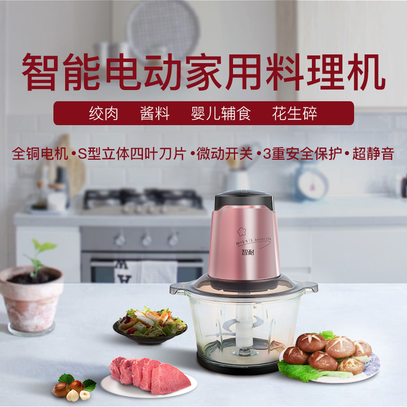 智耐绞肉机碎肉机QSJ-ZN03B1家用电动不锈钢料理机切碎酱料饺子馅大功率2L
