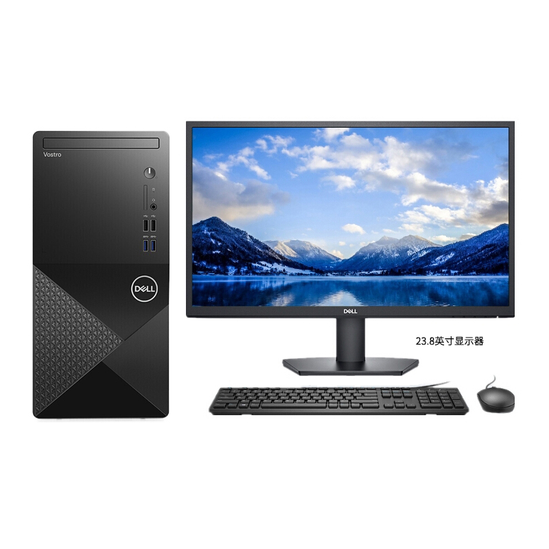 戴尔(DELL) Vos成就3910 十二代酷睿i3-12100 商用办公高性能台式电脑游戏设计主机i3-12100 16G内存 256G固态+1T机械 2G独显 定制