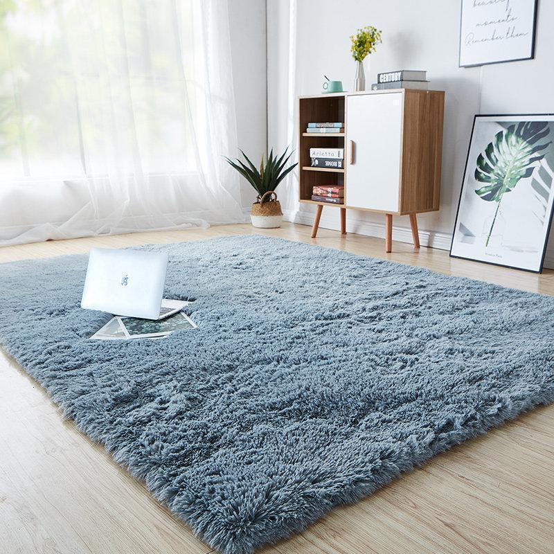 美帮汇2023年新款高密毛绒北欧ins地毯客厅茶几毯沙发 现代简约阳台地垫 银灰加密绒 200x300CM【4人沙发】