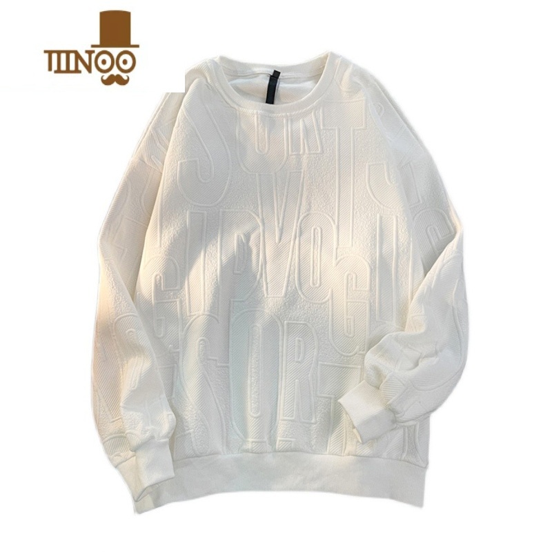 YANXU简约纯色圆领卫衣男潮牌复古宽松百搭长袖上衣韩版潮流打底衫高清大图