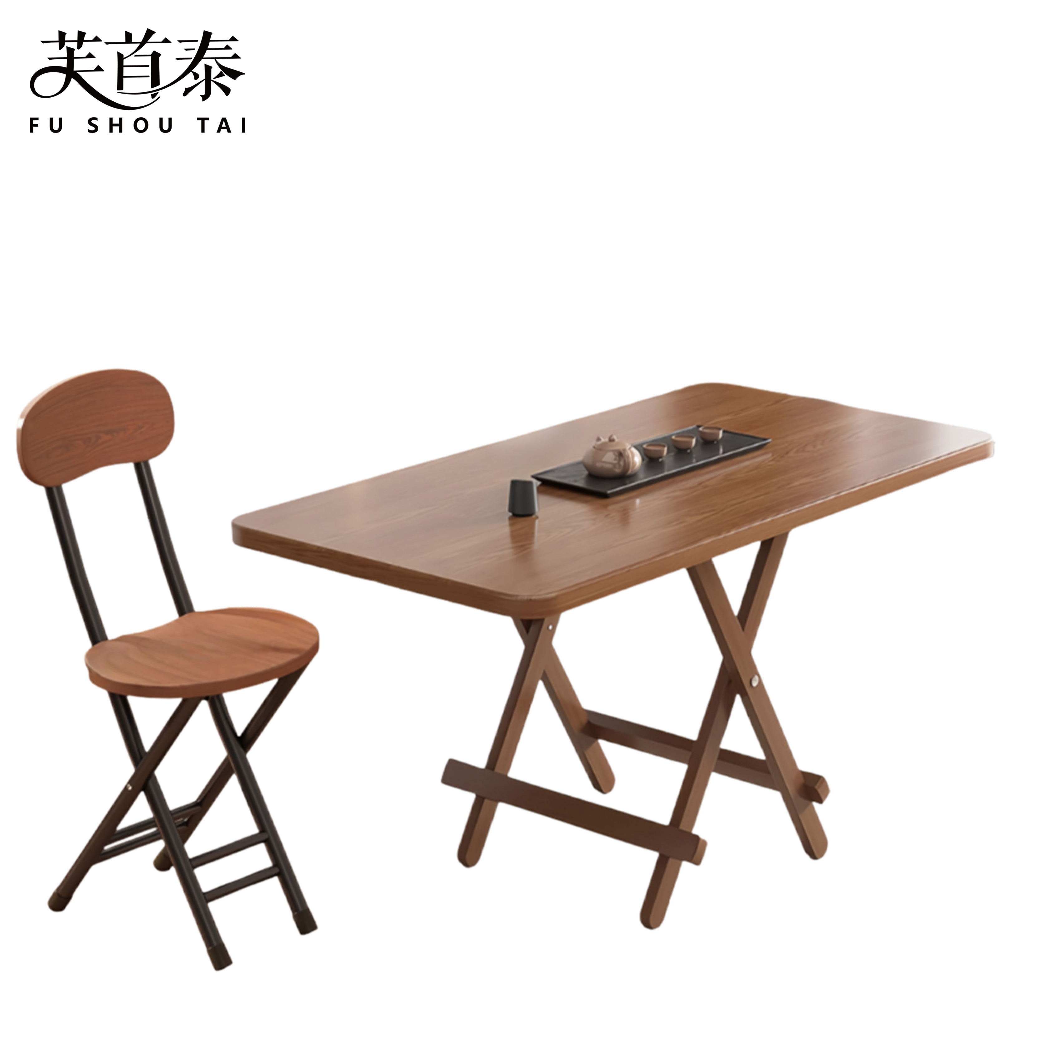 芙首泰折叠餐桌椅1000*600*720mm(1桌4椅)套高清大图