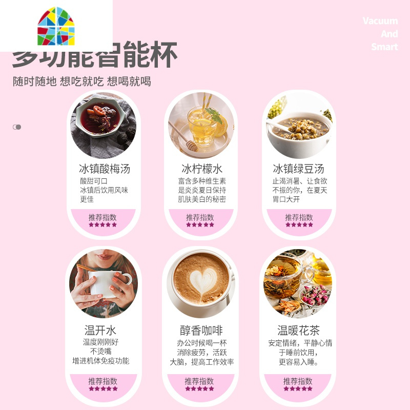 封后智能保温杯不锈钢女便携小学生可爱少女简约杯子大容量水杯男定 宝石蓝500ml升级智能盖[双层茶漏+杯刷+杯套+礼