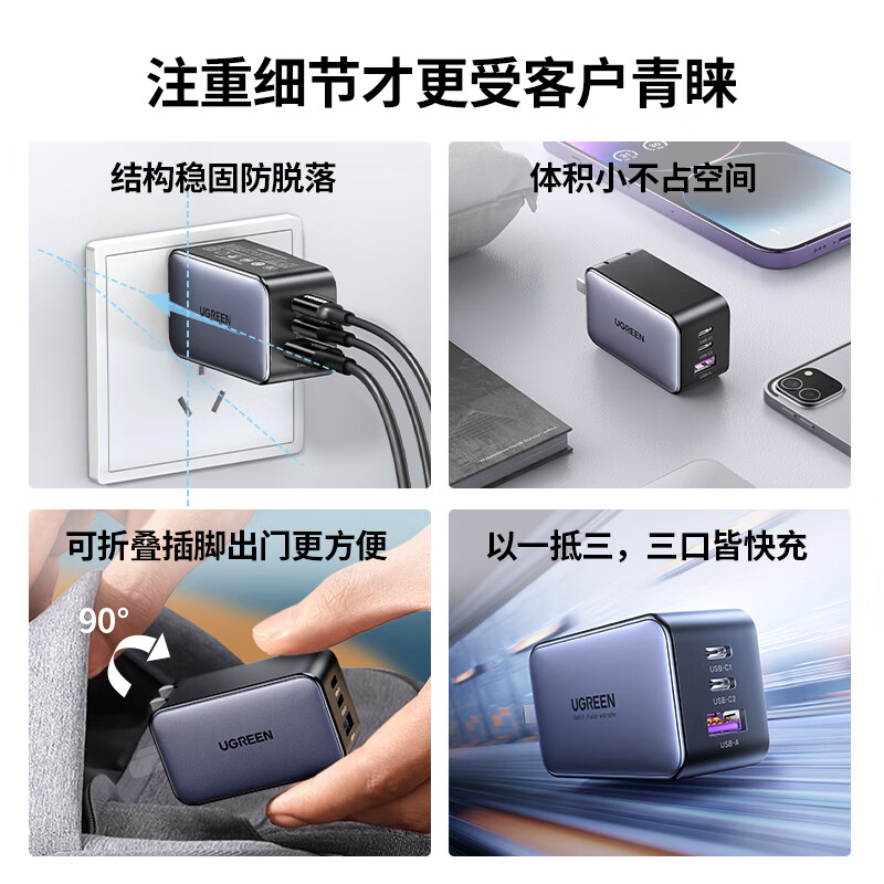 绿联充电器套装65W多口Type-C快充 50653高清大图