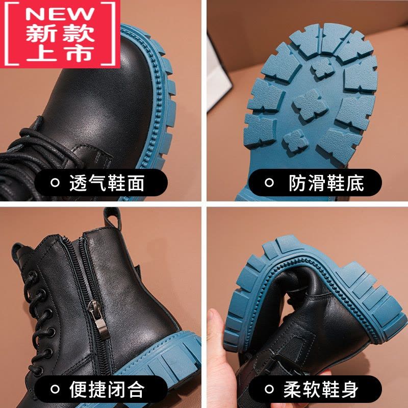 可莉允女童鞋马丁靴2022年秋冬季新款英伦风单短靴男童二棉加绒儿童靴子图片