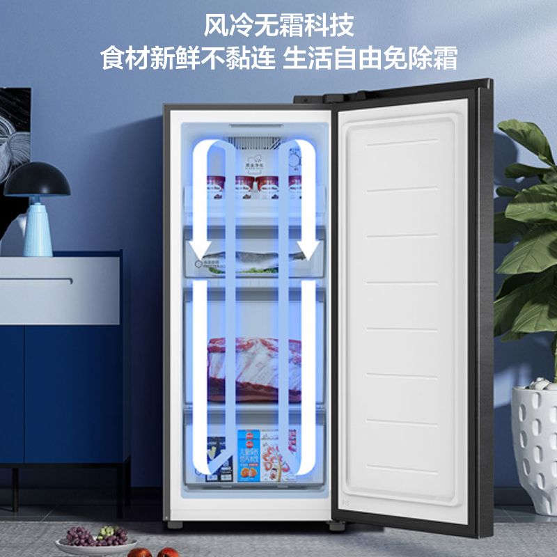 海尔(Haier)138升立式冷柜冰柜小冰箱 黑金净化抗菌 风冷无霜 1级能效 冻藏转换 BD-138WGHS9