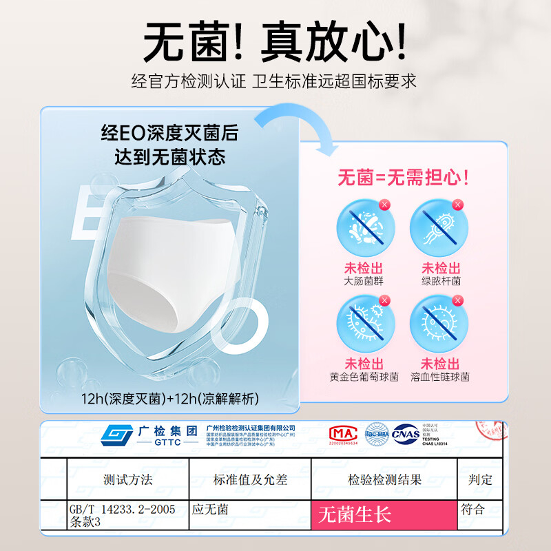 Freego-产妇型灭菌棉内裤2XL码白色4条装 9FG10012A1107高清大图