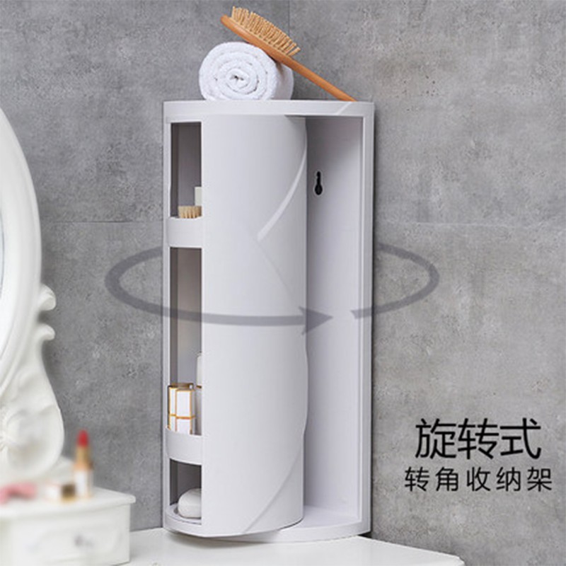 卫生间转角收纳柜免打孔旋转置物架厨房墙角厕所三角卧室壁挂角柜收纳柜 三维工匠高清大图