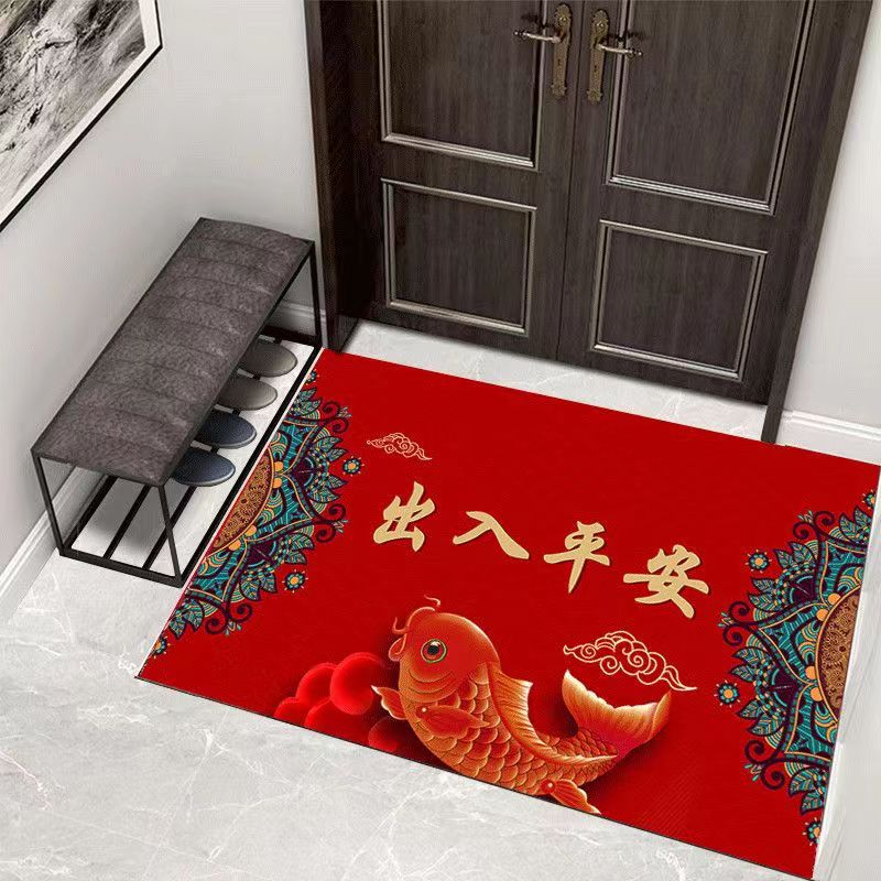 60x90cm欢迎光临门垫店铺门口入户地垫酒店防滑迎宾地毯出入平安 鱼花