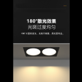 册宣 双头筒灯 嵌入式双孔单头超薄方形格栅led灯 黑壳双头筒灯2*12W白光【开10*20CM孔】