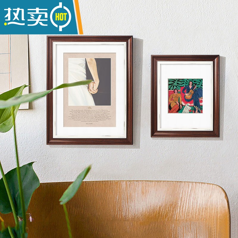 敬平欧式画框挂墙相框24寸30寸20装裱5075cm定制4K8海报框广告框美式 做旧玉 A3挂墙[可放29.7*42cm高清大图