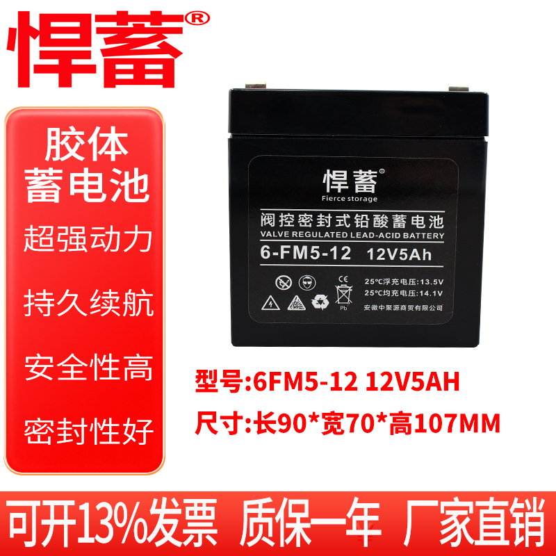 12V5AH阀控式铅酸蓄电池直流屏EPS应急UPS电瓶安防通讯6FM5-12