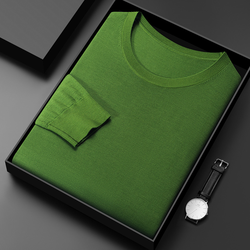 2025秋冬装100%纯羊毛绒品牌羊绒衫男圆领新款春秋打底衫针织毛衣圆领精纺羊绒爸爸装青年毛衣针织衫男毛衣纯羊毛衫男单穿高清大图