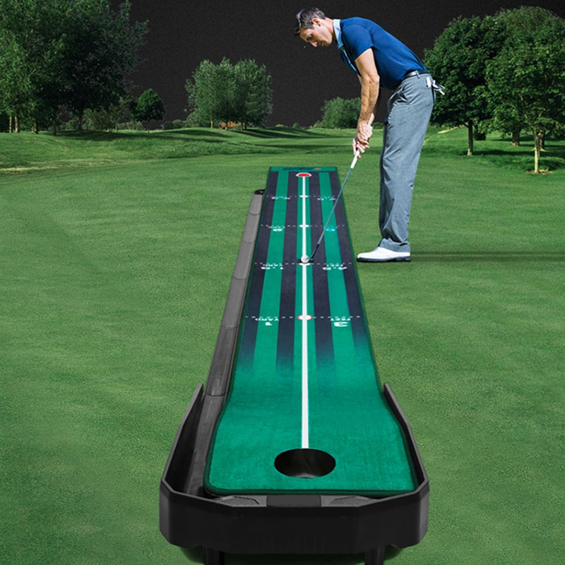 高尔夫室内外办公室果岭球场迷你球道推杆练习器闪电客家庭练习毯套装