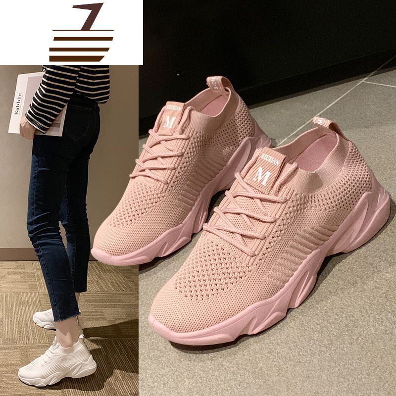 尗卡2020新款韩版百搭学生飞织镂空网面透气运动鞋女休闲跑步鞋子休闲