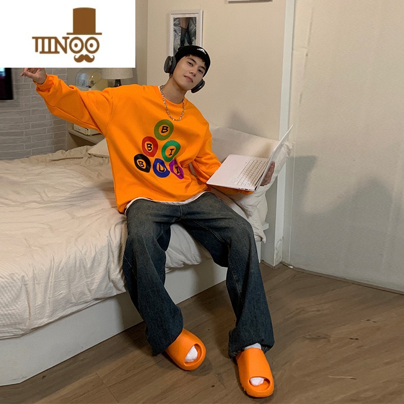 YANXUHolocene美式潮牌2023早秋新款印花圆领卫衣男街头创意宽松套头头高清大图