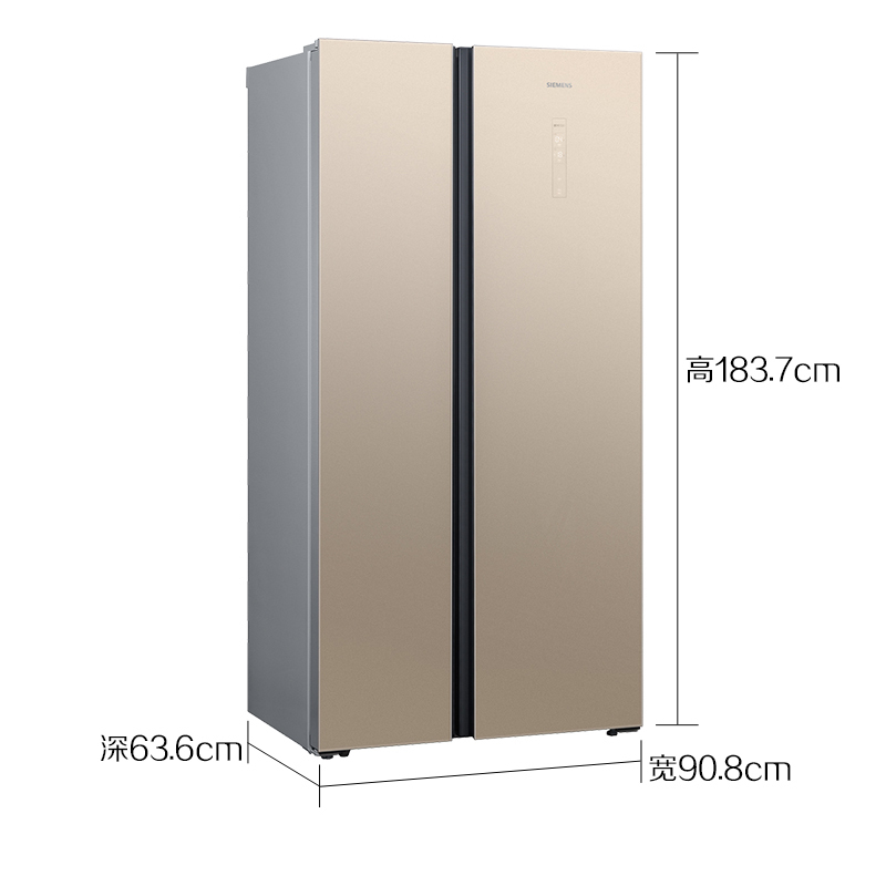SIEMENS/西门子502升 超薄对开门冰箱 家用双开玻璃门冰箱 风冷无霜 BCD-502W(KA50SE30TI)
