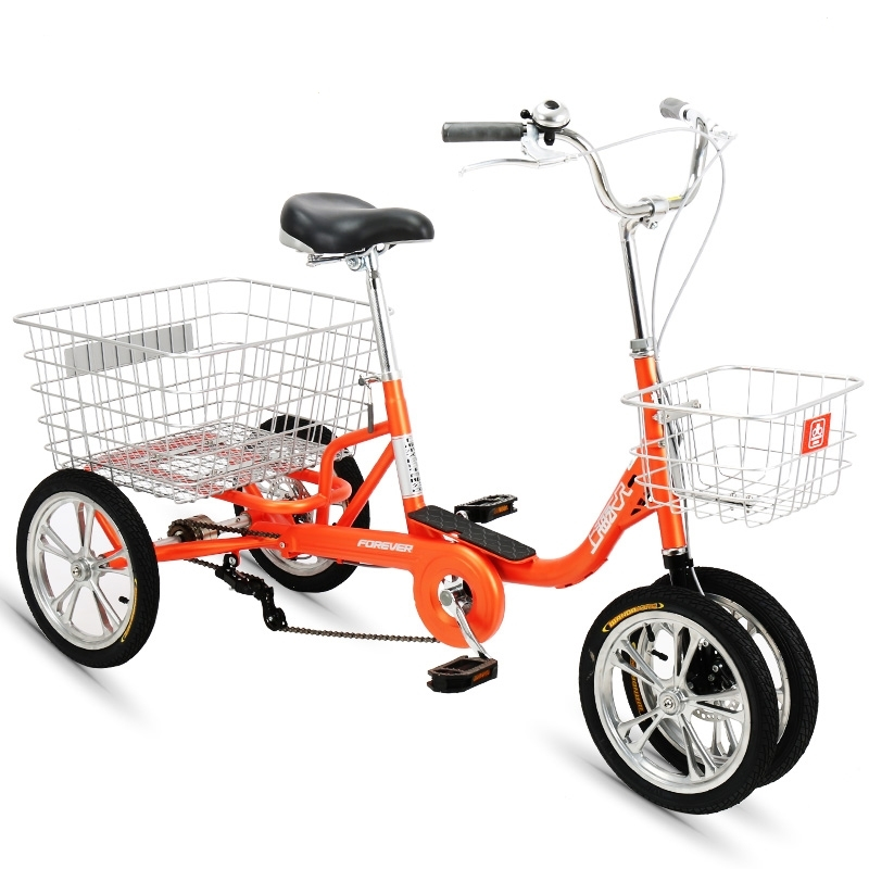 永久人力三轮车老人脚蹬拉货代步脚踏老年成人载货轻便自行车视频