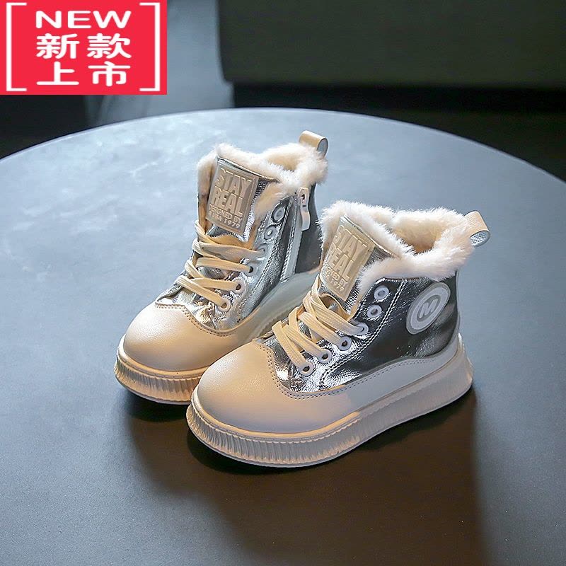 可莉允儿童雪地靴一体女童鞋冬季女童靴子大童加绒加厚棉鞋防水防滑图片