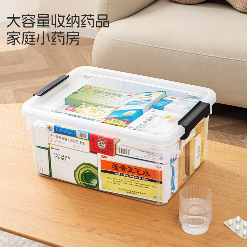 禧天龙 口罩收纳盒药箱儿童玩具家用收纳箱杂物零食整理箱透明 3升3个装高清大图