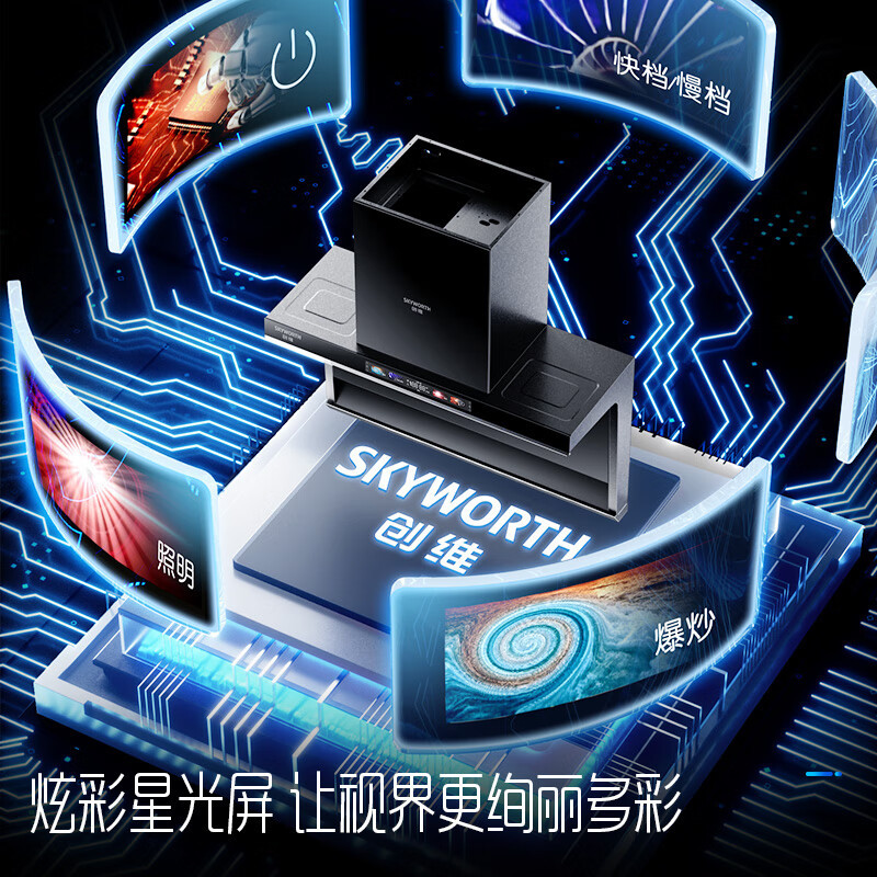 创维(Skyworth)顶侧双吸抽油烟机Y705 7字型 家用爆炒19大风量 大灯宽屏拢烟脱排烟机 自动清洗挥手体感智控高清大图