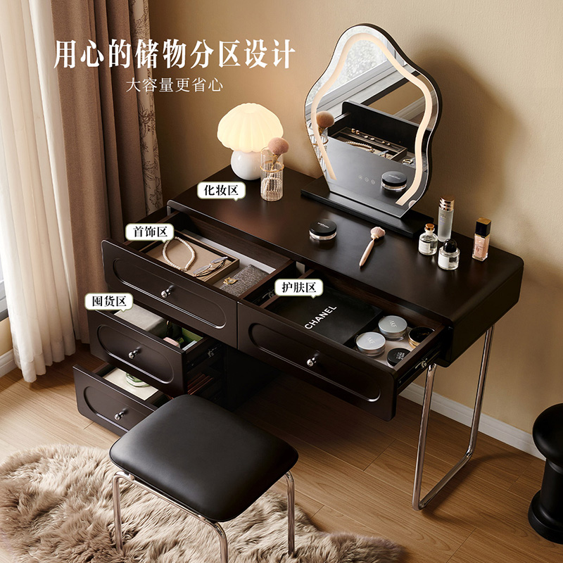 全友家居法式复古伸缩梳妆台斗柜一体化妆桌小型高级化妆收纳台高清大图