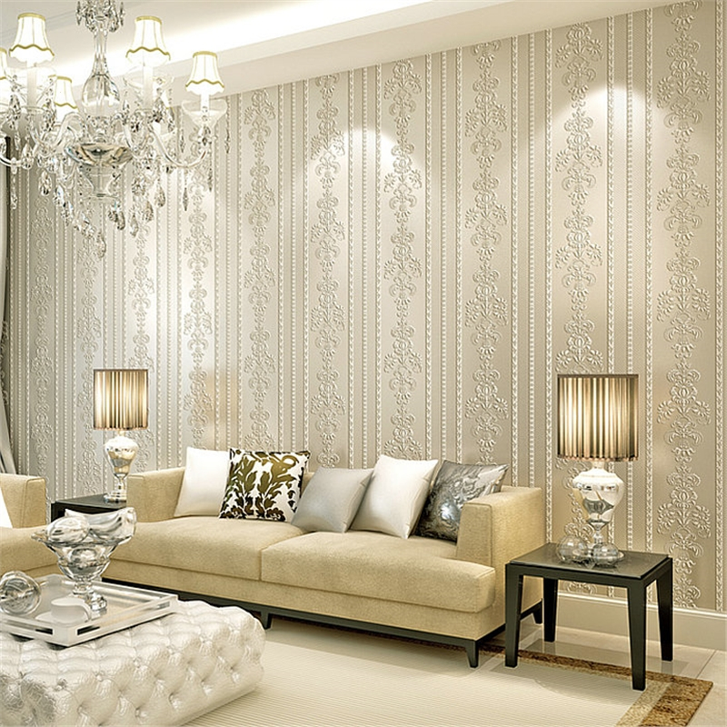 古达自粘欧式3d立体竖条纹加厚无纺布墙纸温馨卧室客厅背景墙自贴壁纸