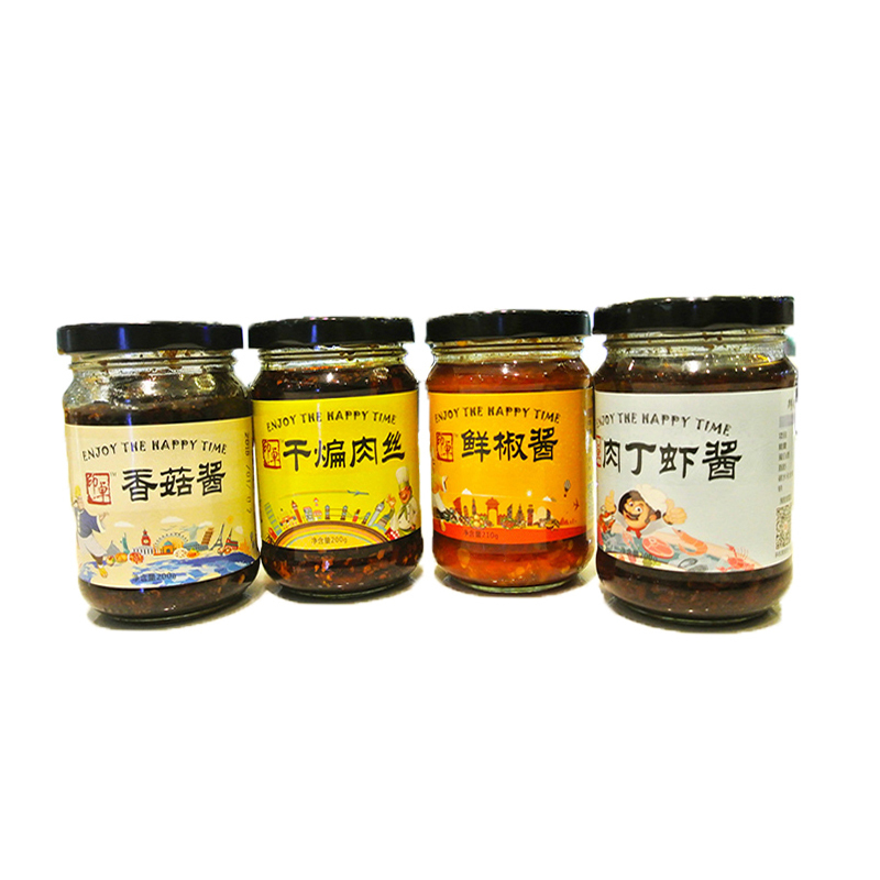 印卓 香菇酱+鲜椒酱+干煸肉丝酱+肉丁虾酱4口味组合装 200g*4瓶 下饭拌饭酱