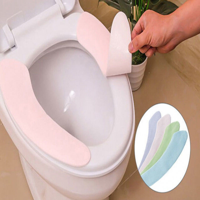 马桶坐垫防水家用马桶贴粘贴式坐便器垫厕所马桶圈四季通用马桶垫-【10对装】;混搭色高清大图