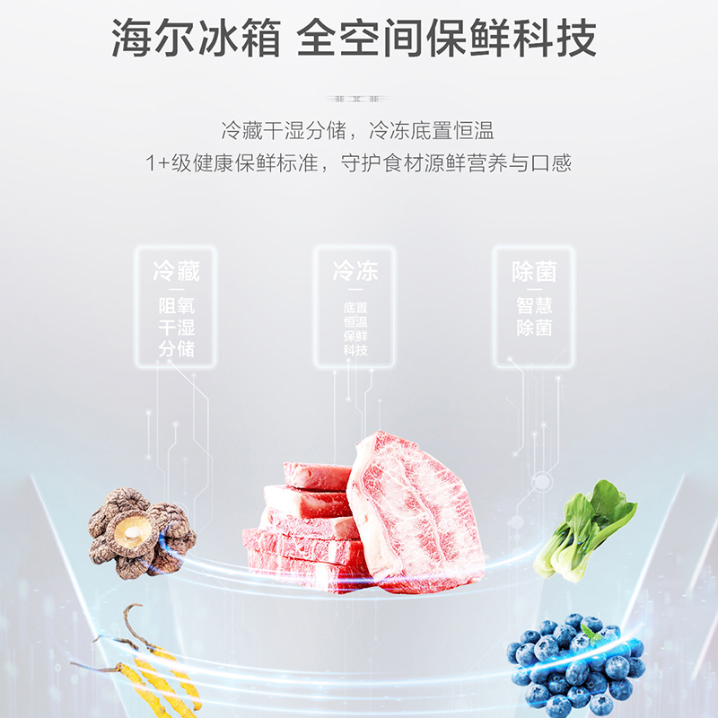 海尔(Haier)571升多门超薄零嵌冰箱 全空间保鲜 底置恒温保鲜 深冷锁鲜 BCD-571WGHFD2BW4U1