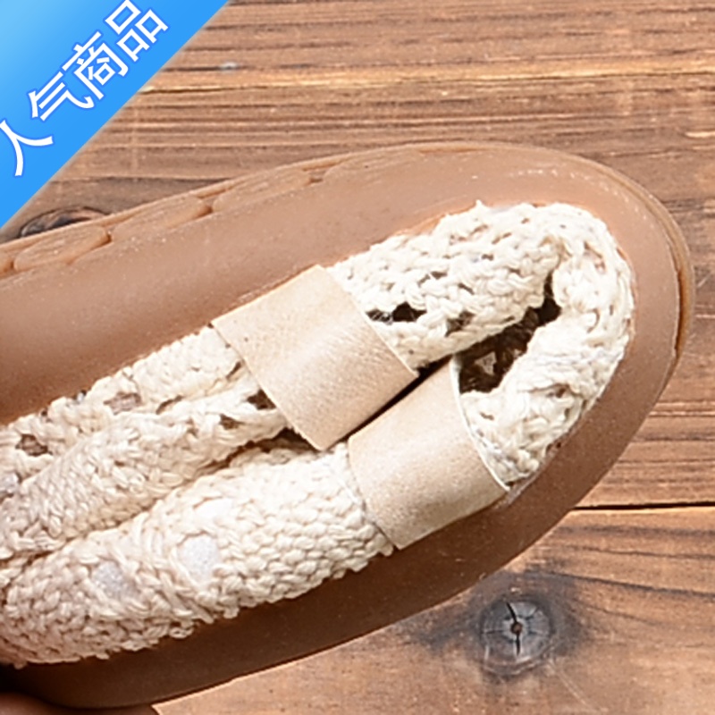 SUNTEK夏季新款包头凉鞋女森女文艺复古浅口软底单鞋透气女鞋网布渔夫鞋高清大图