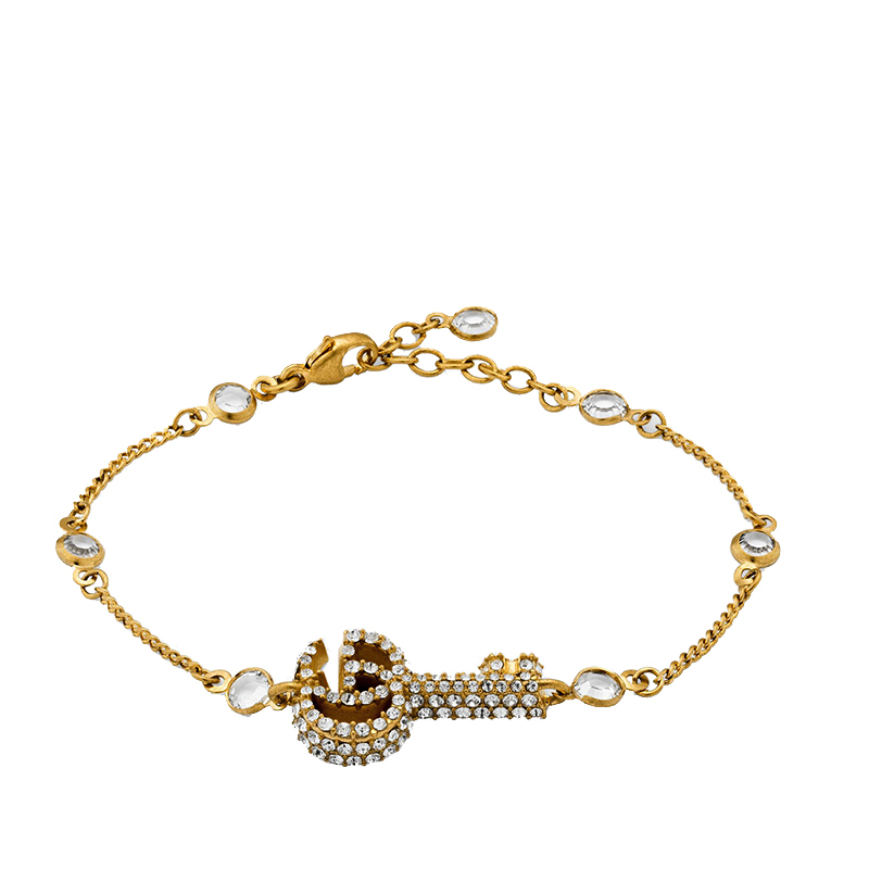 gucci/古驰 金色金属水晶双g图案手链645623j1d508062