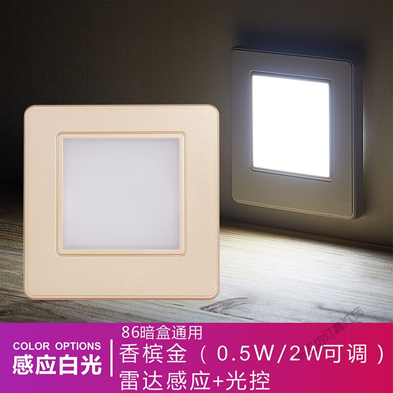 苏宁放心购 LED人体感应86型地脚灯嵌入式家用楼梯过道踢脚踏步起夜间小夜灯