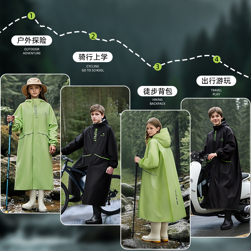 正雨雨衣儿童中大童初高中生上学专用长款全身防暴雨男女孩雨披9063高清大图