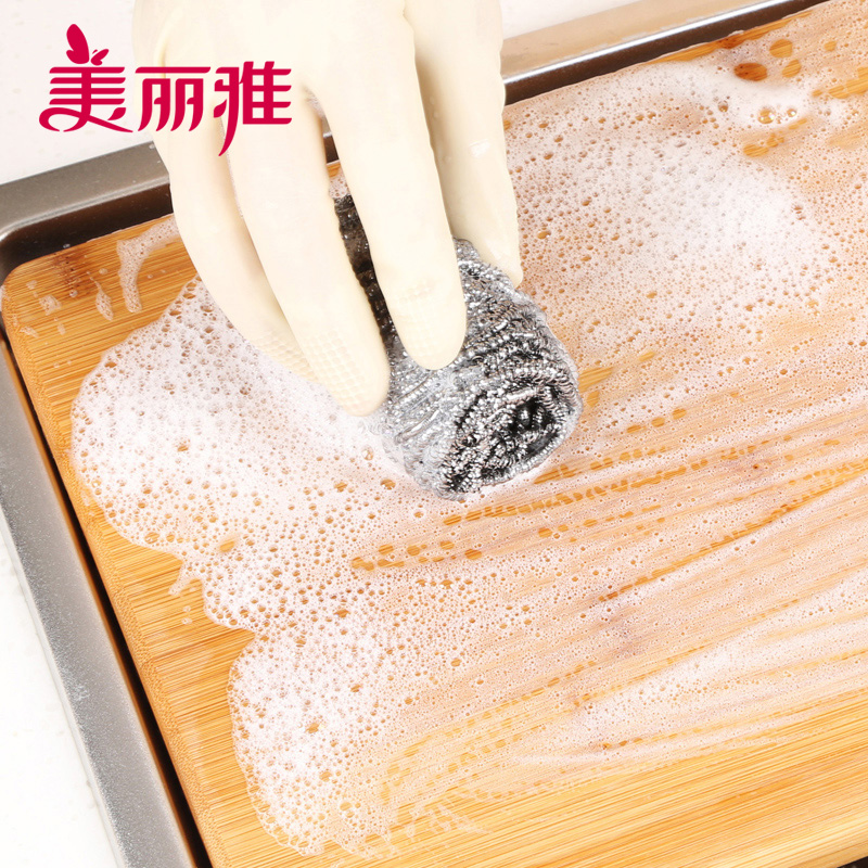 美丽雅钢丝球10只装家用厨房去油污洗碗刷锅不锈钢清洁球刷不易生锈掉丝高清大图