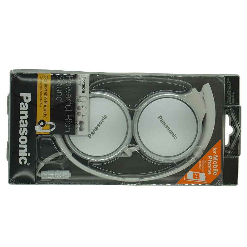 松下(Panasonic) RP-HF300M 立体声通话耳机头戴线控耳麦折叠设计 白色