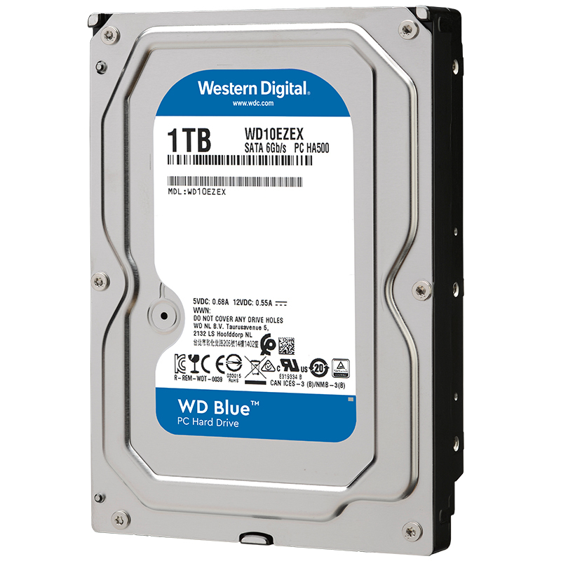 蓝盘 1TB SATA6Gb/s 7200转64MB 台式机械硬盘(WD10EZEX)