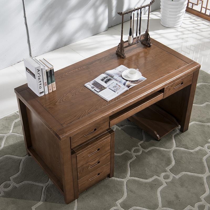 实木书桌12米14电脑桌原木水曲柳写字台简约中式家用台式办公桌