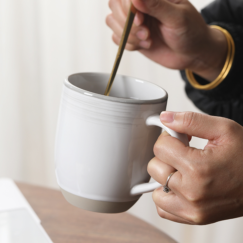苏氏陶瓷(SUSHI CERAMICS)暗纹马克杯咖啡杯夏天凉水杯牛奶杯陶瓷杯子2个装