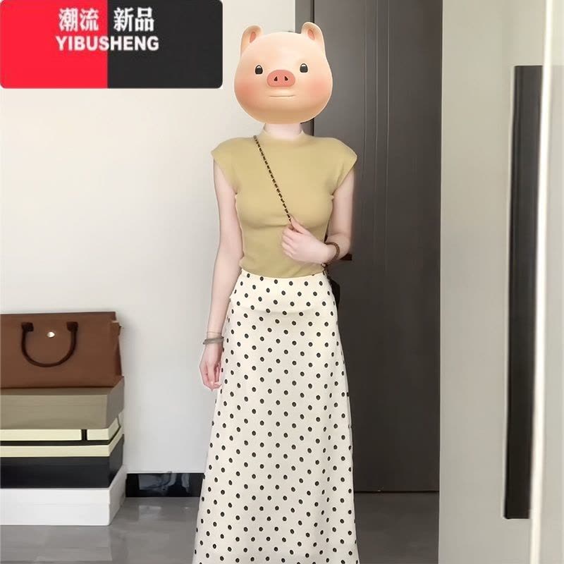 YIBUSHENG波点小众设计风情万种的连衣裙子女季2024新款适合小个子的穿搭图片