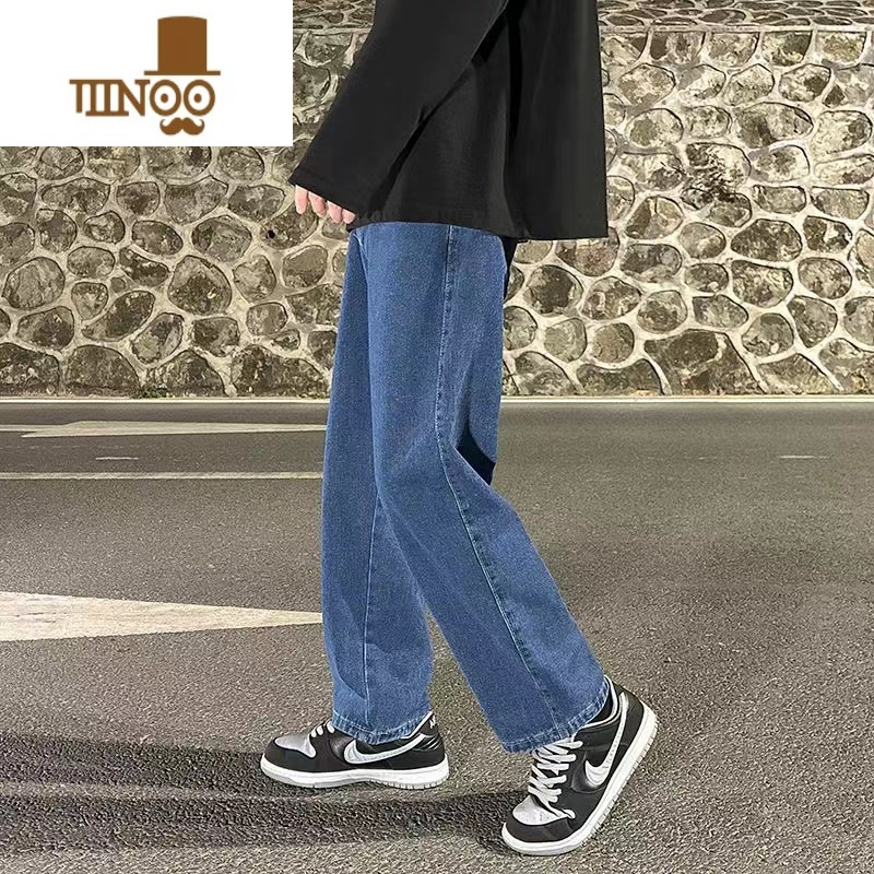 YANXU美式高街牛仔裤男宽松阔腿裤男士春季新款港风ins潮牌直牌士腿款高清大图