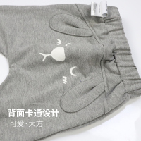 安笛贝乐童装儿童通用男女童裤子卡通哈伦裤2019春季秋季纯氨棉麻灰色长裤秋装中小童哈伦裤 80-120cm