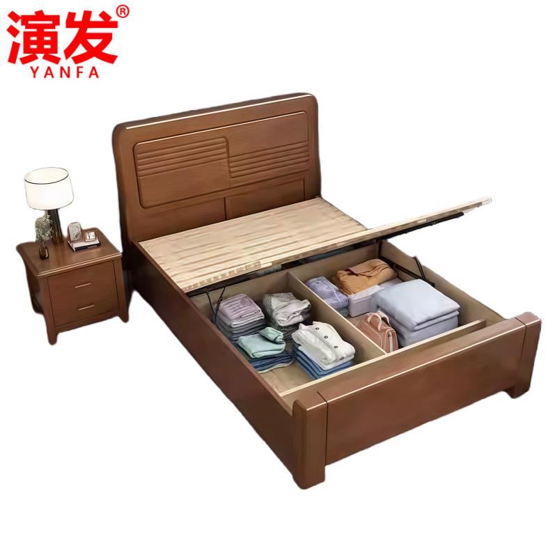 橡木床+床头柜1.2*1.9米 套高清大图
