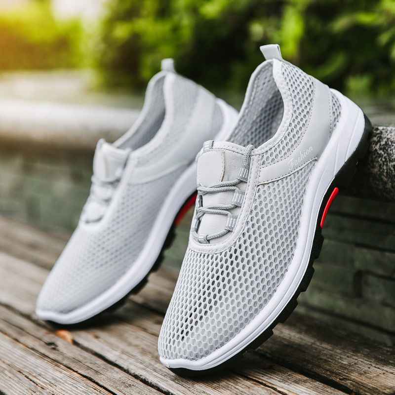 夏季网鞋男透气网面运动鞋防臭男士休闲鞋网眼登山防滑百搭鞋子男