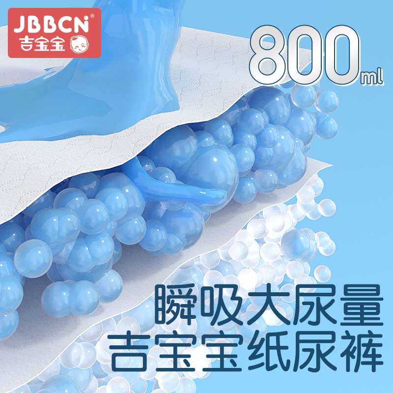 JBBCN吉宝宝果酸拉拉裤婴儿尿不湿超薄透气纸尿裤大包袋装S/M/L/XL/XXL/规格可选高清大图