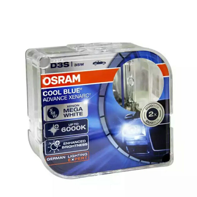 欧司朗OSRAM氙气灯汽车大灯灯泡D3S远光灯近光灯原车替换前大灯高亮35W色温6000K进口对装CBA