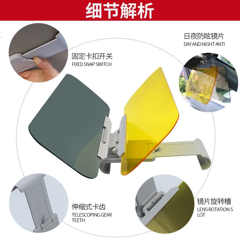 [补贴10%]日夜两用防眩镜遮阳板夜视镜护目镜防炫目防强光司机汽车安全用品 两厢车专用[长30cm] 日夜2用防眩镜高清大图