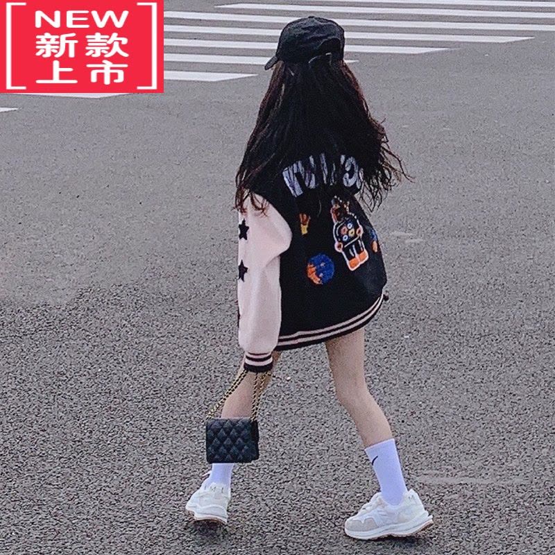 可莉允女童棒球服加厚外套2022秋冬季新款洋气时髦炸街儿童棉服毛呢夹克图片