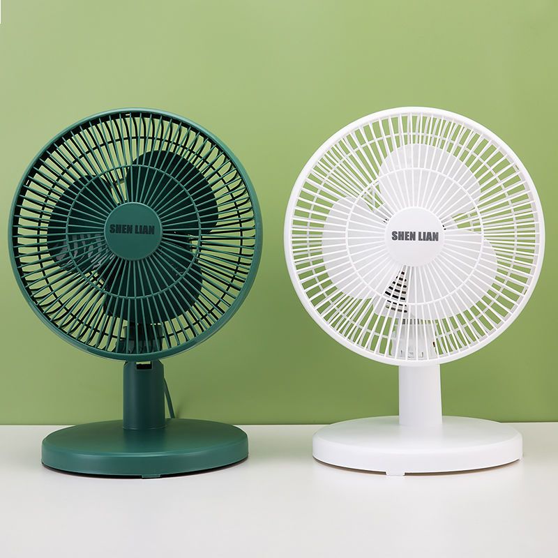 电风扇便携台扇学生宿舍小型家用静音立式摇头小风扇床头迷你电扇 白