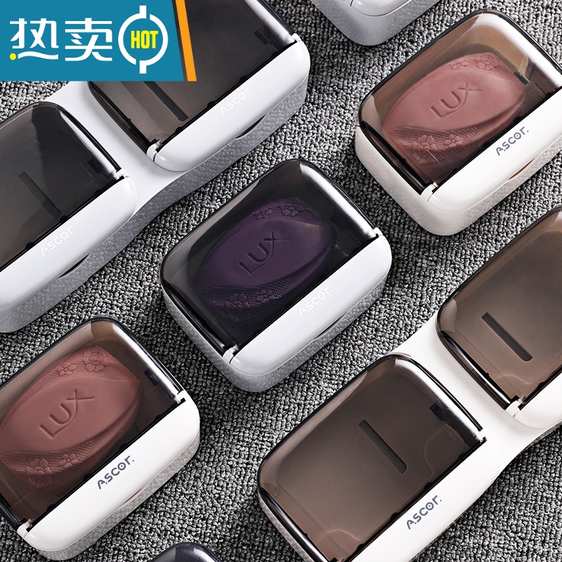 敬平肥皂盒壁挂式沥水免打孔家用带盖双层新款浴室托盘香皂盒子置物架 灰色(单抽款)带沥水托盘 1个装高清大图