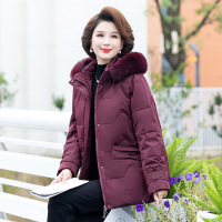 JPDUN吉普盾羽绒服女秋冬装外套胖妈妈中长款中老年人中年加肥加大码加厚棉袄 XL 红色
